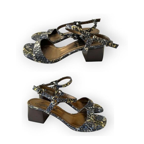 Lanvin Printed Snake Sandal,  Blue, white, yellow,  Size 39 EU, Mid‎ heel - Picture 16 of 16